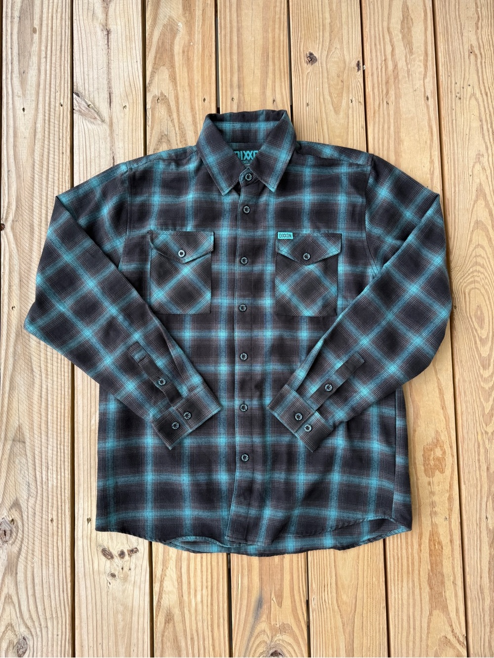 Dixxon Flannel Co Shirt Mens Large The Diamond Blue Black Plaid